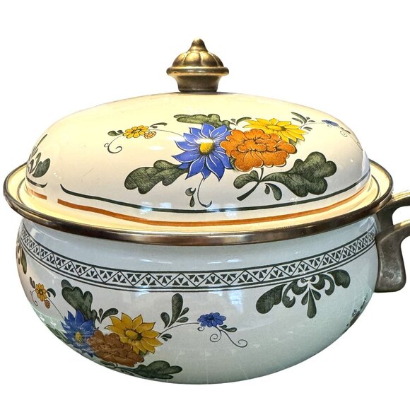 Vintage 1960s Villeroy & Boch Alt Amsterdam Enamelware 4 QT Pot & 9" Frying Pan - Picture 3 of 12